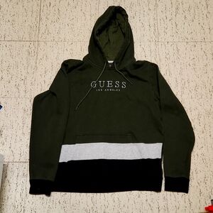 Guess Los Angeles Green, Gray And Black Spellout Pullover Sweater Hoodie